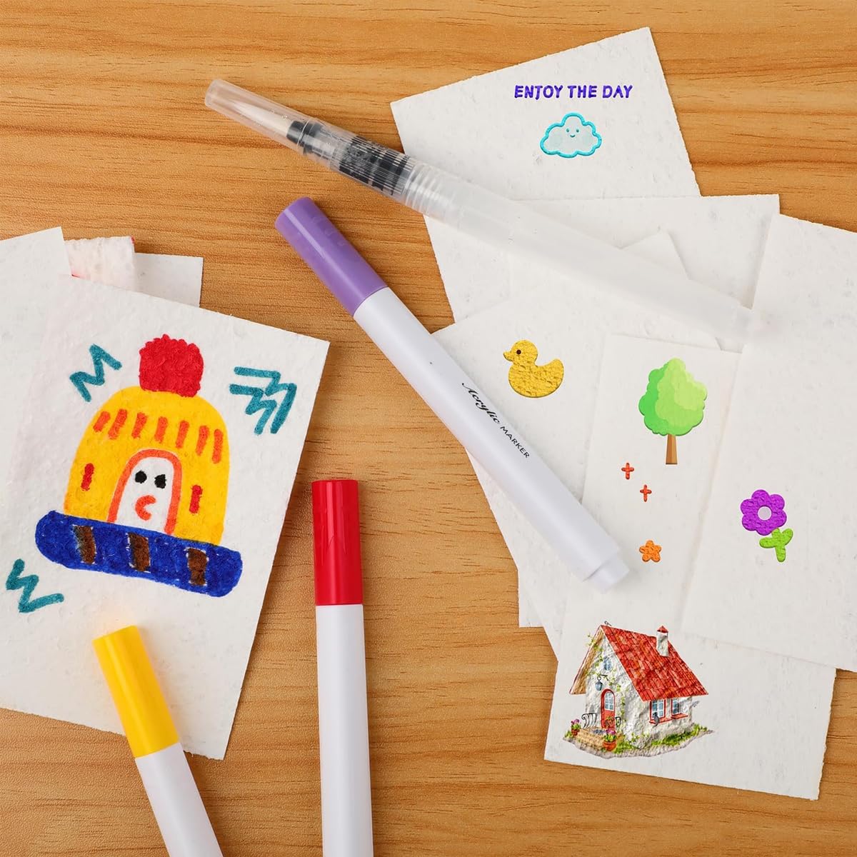 OFIFO DIY Magic Puffy Paint Art Kit for Kids and Adults with 12 Markers and 3 Brushes | 3D Textured Painting Fun