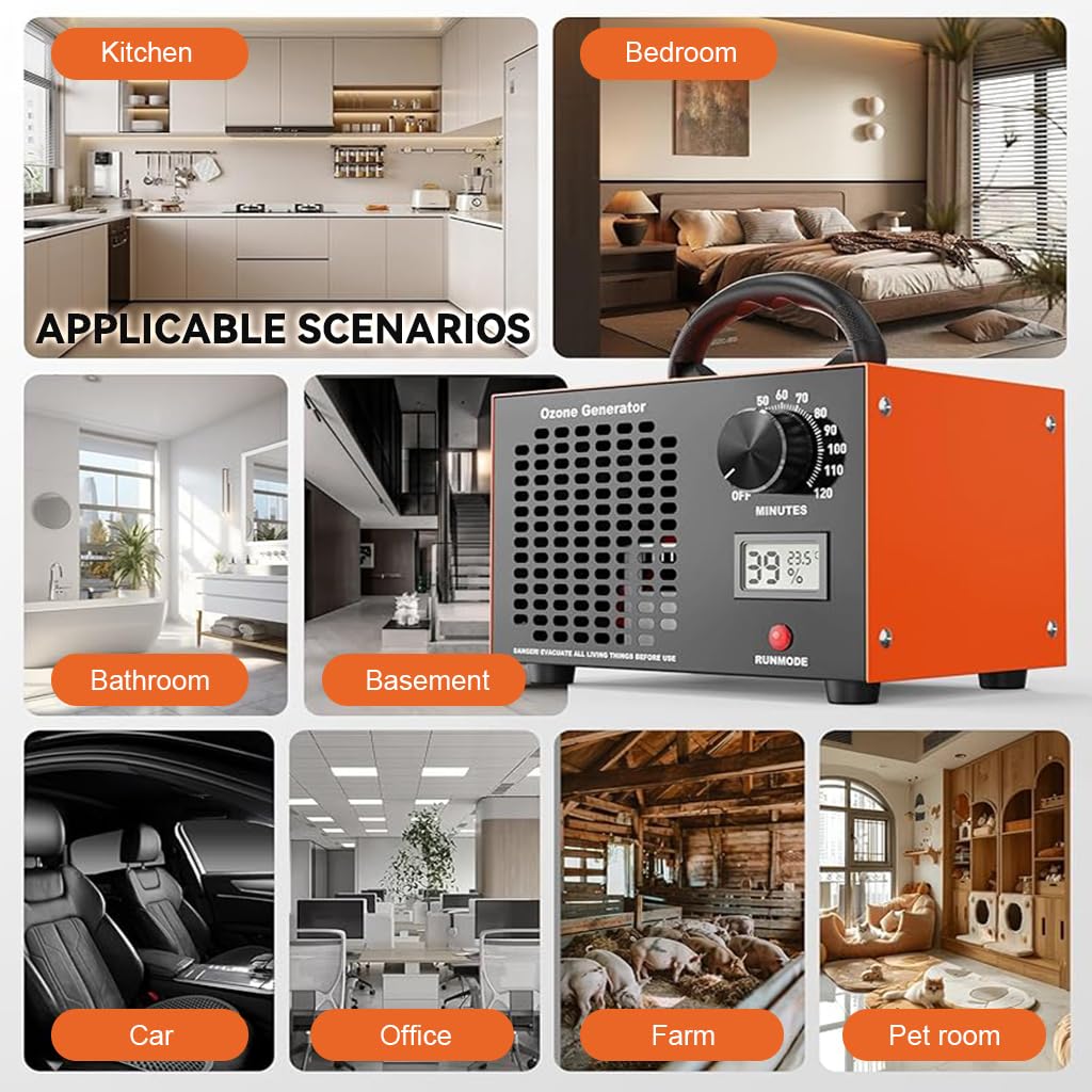 HANNEA Ozone Generator for Air Purification and Odor Removal with LCD Display | 60000mg h Output