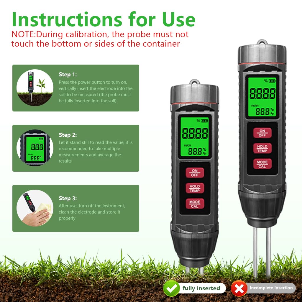 Serplex Soil Moisture Meter for Garden and Farm with 0.01–10.00 mS/cm Probe | 3 in 1 EC and Temperature Tester