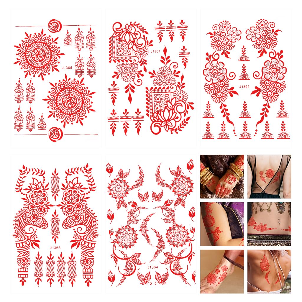 HASTHIP® 12 Sheets Waterproof Temporary Golden Creative Element Temporary Tattoos Stickers | Assorted Henna Art Tattoo Sticker for Body Art