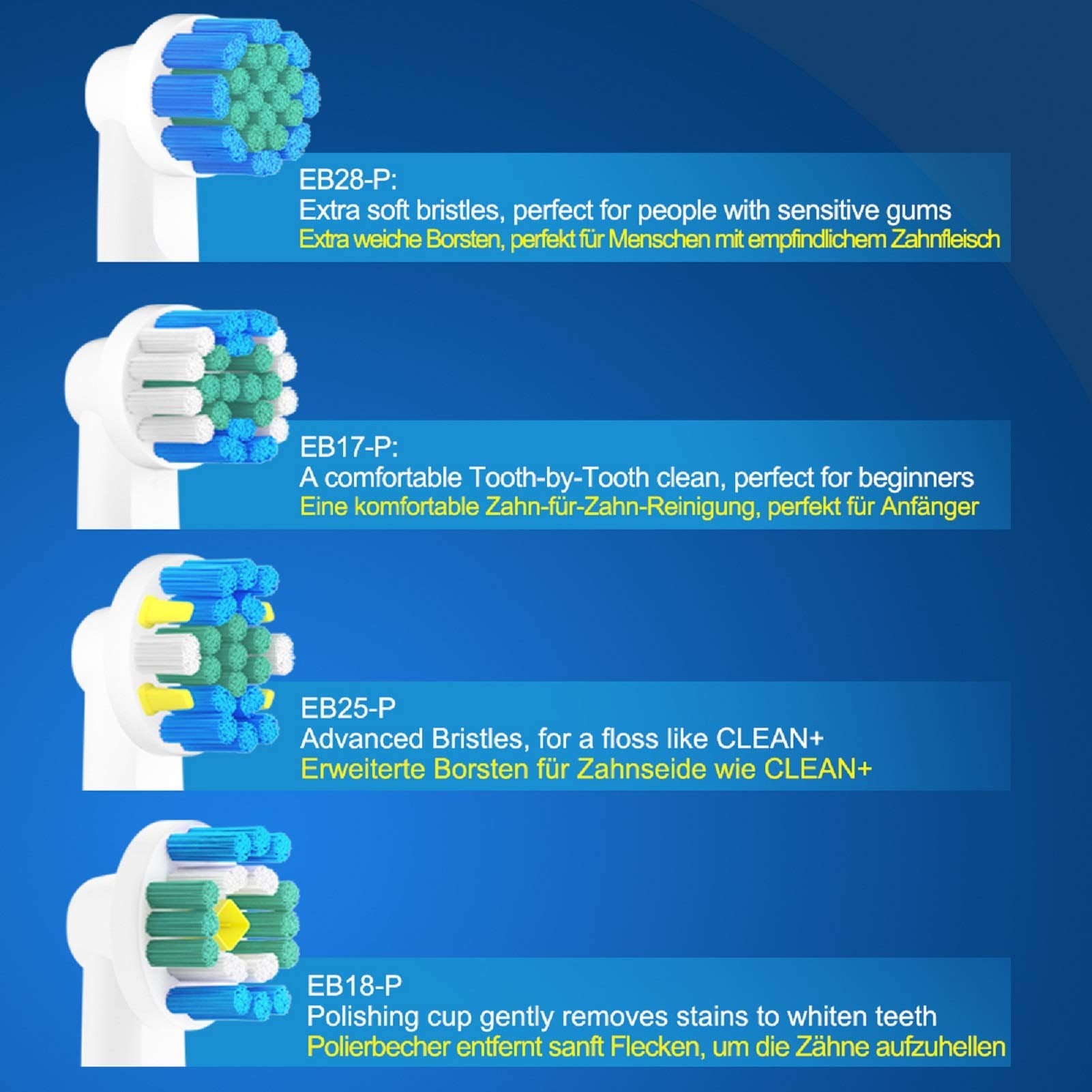 ZIBUYU Electric Oral B Tooth Brushes Head Works with Floss (EB-25) in 4 Pcs