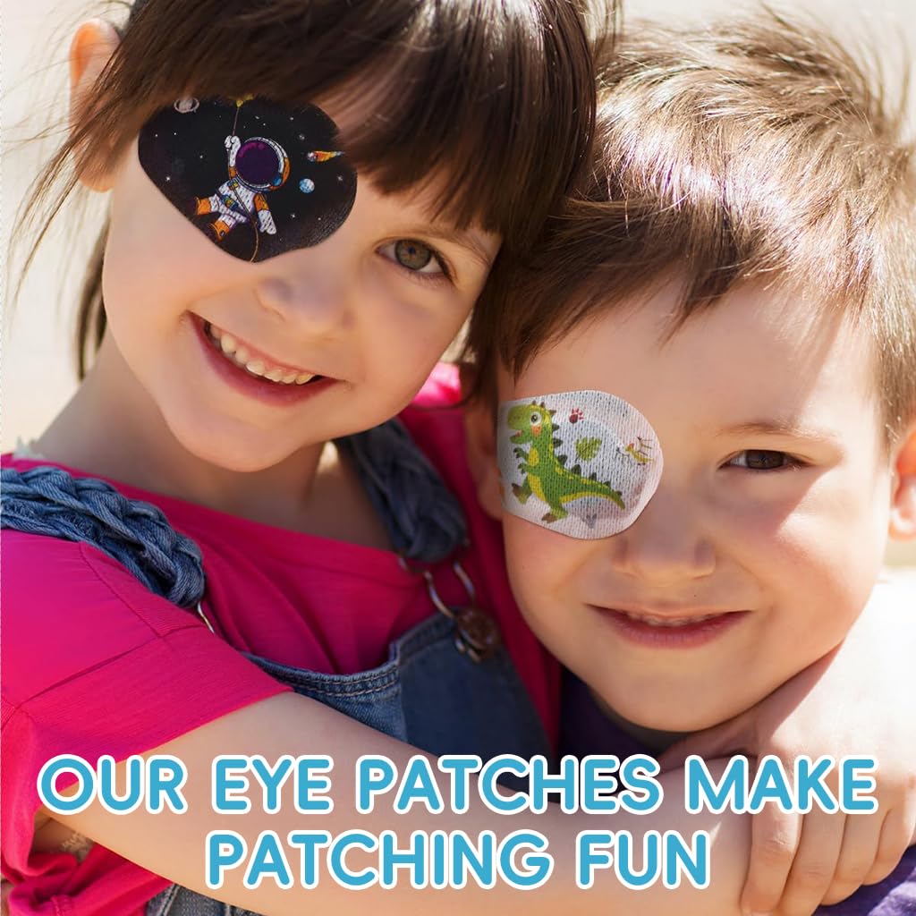 HANNEA Eye Patch for Kids with 40 Cartoon Designs and Self Adhesive Cotton Pads | 1.96x2.9 in