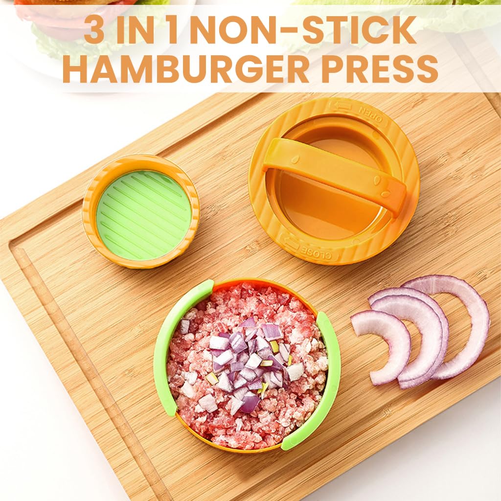 Supvox Hamburger Patty Maker for Homemade Burgers with 3.5 in Grooved Mold | Food‑Grade PP Detachable Design