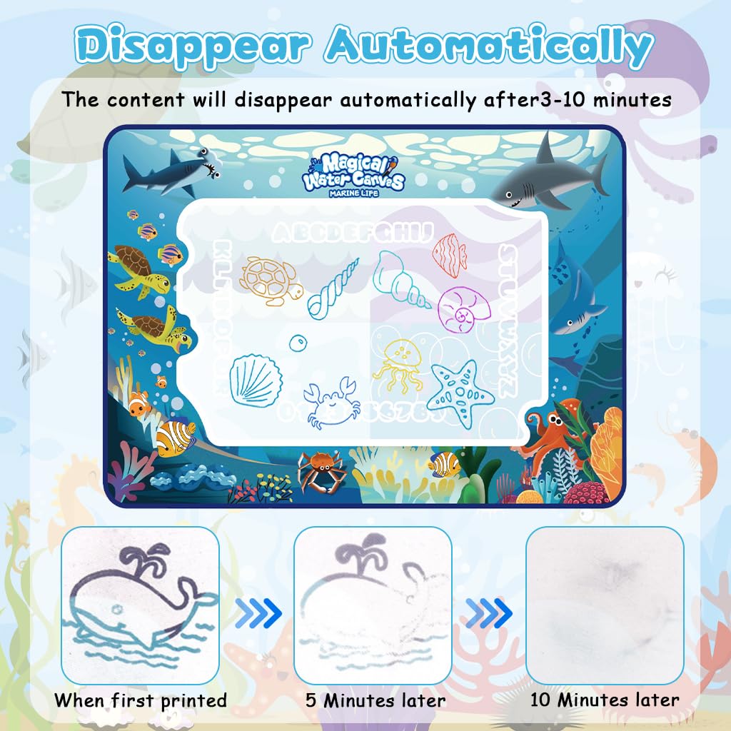 PATPAT Water Doodle Mat for Kids with 100x80cm Reusable Drawing Surface | Mess Free Creative Play