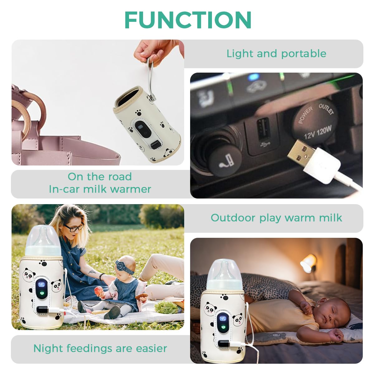 SNOWIE SOFT Milk Bottle Warmer Sleeve with 21 Temperature Settings and LCD Display | USB Heating Wrap for Baby Feeding