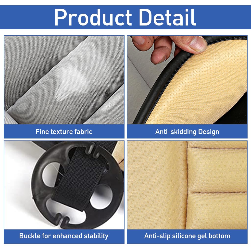 STHIRA Car Seat Cover for Car Seats and Office Chairs featuring 3D Ergonomic Design 47×49×3 cm Grey