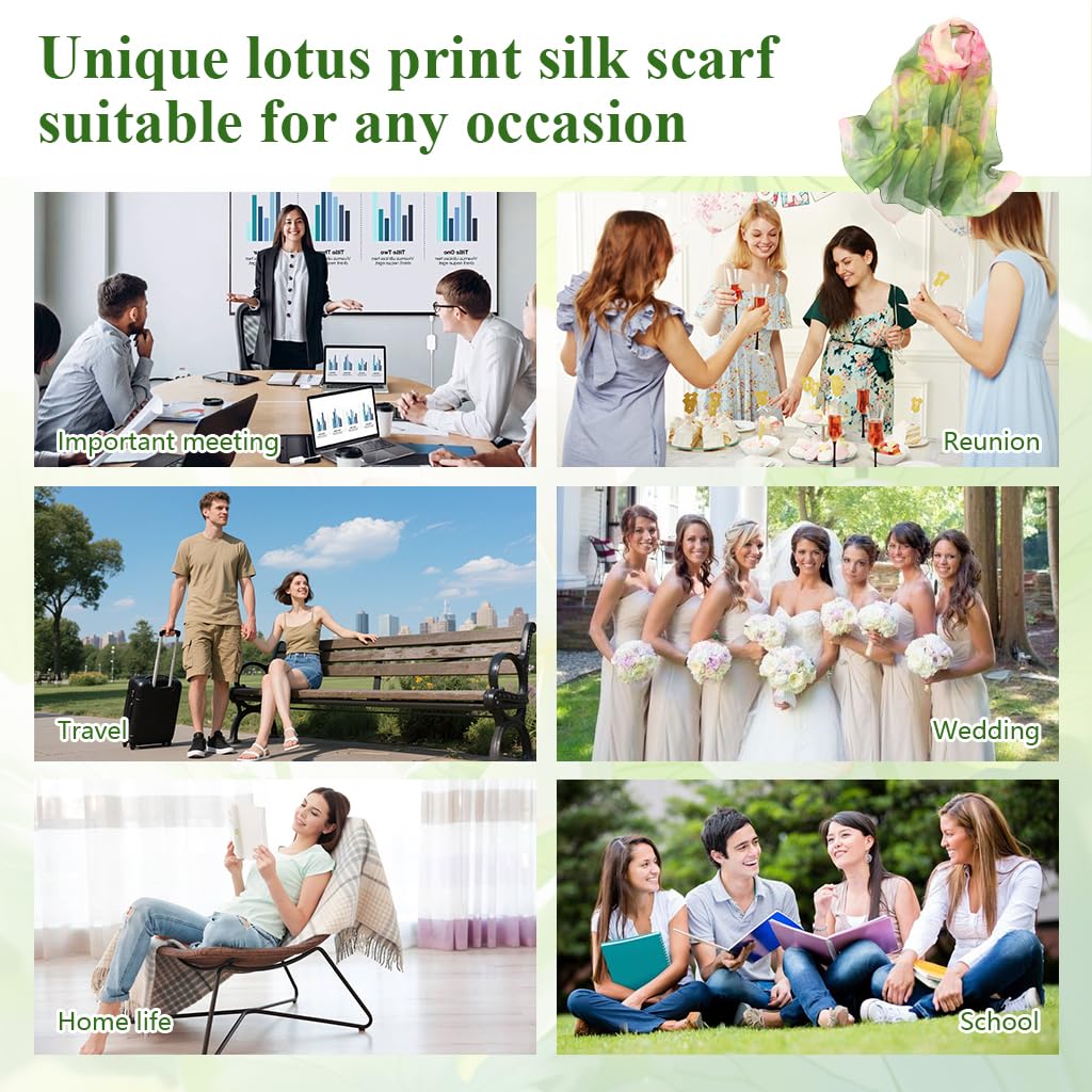 PALAY Shawl Scarf for Women with Lotus Print and Silk Like Polyester Fabric 50×160 cm | Elegant All Season Wrap