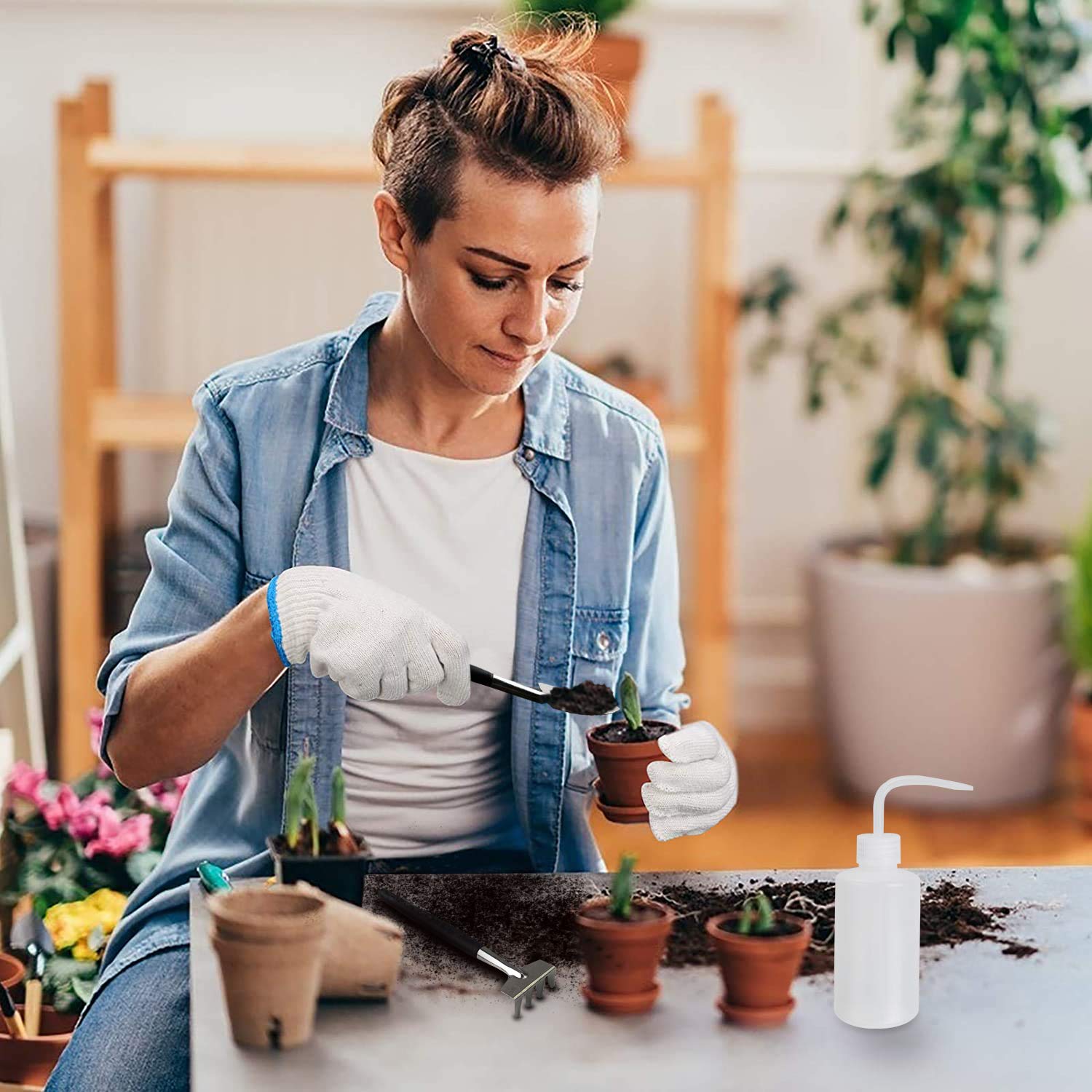 HASTHIP Gardening Tools Kit with 28 pcs Set and Storage Bag for Home Planting | Includes Mat