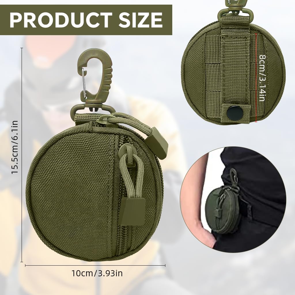 ZIBUYU Zipper Pouch Bag with Quick Connect Clasp in Oxford Cloth for Coins and Keys | 2PCS