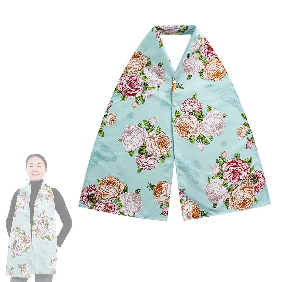 MAYCREATE Adult Bib Scarf for Dining with Adjustable Snap Closure and Dacron Fabric | Elegant Washable Accessory for Elderly Women