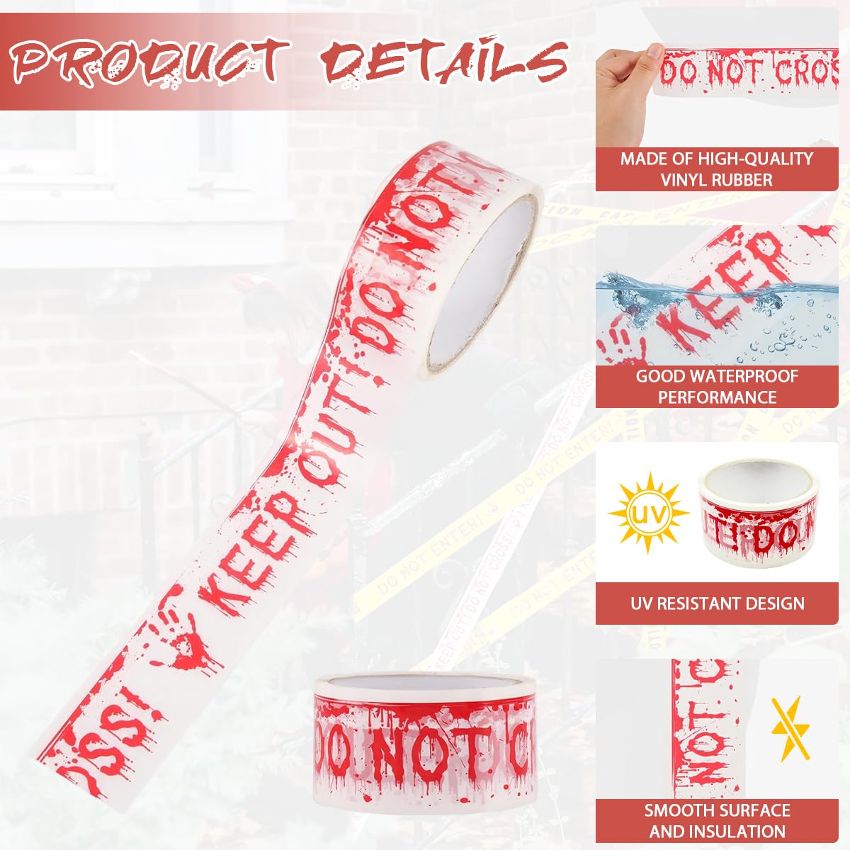 PATPAT Halloween Caution Tape for Party Decor featuring 4.8cm x 25m Roll | Indoor Outdoor Use