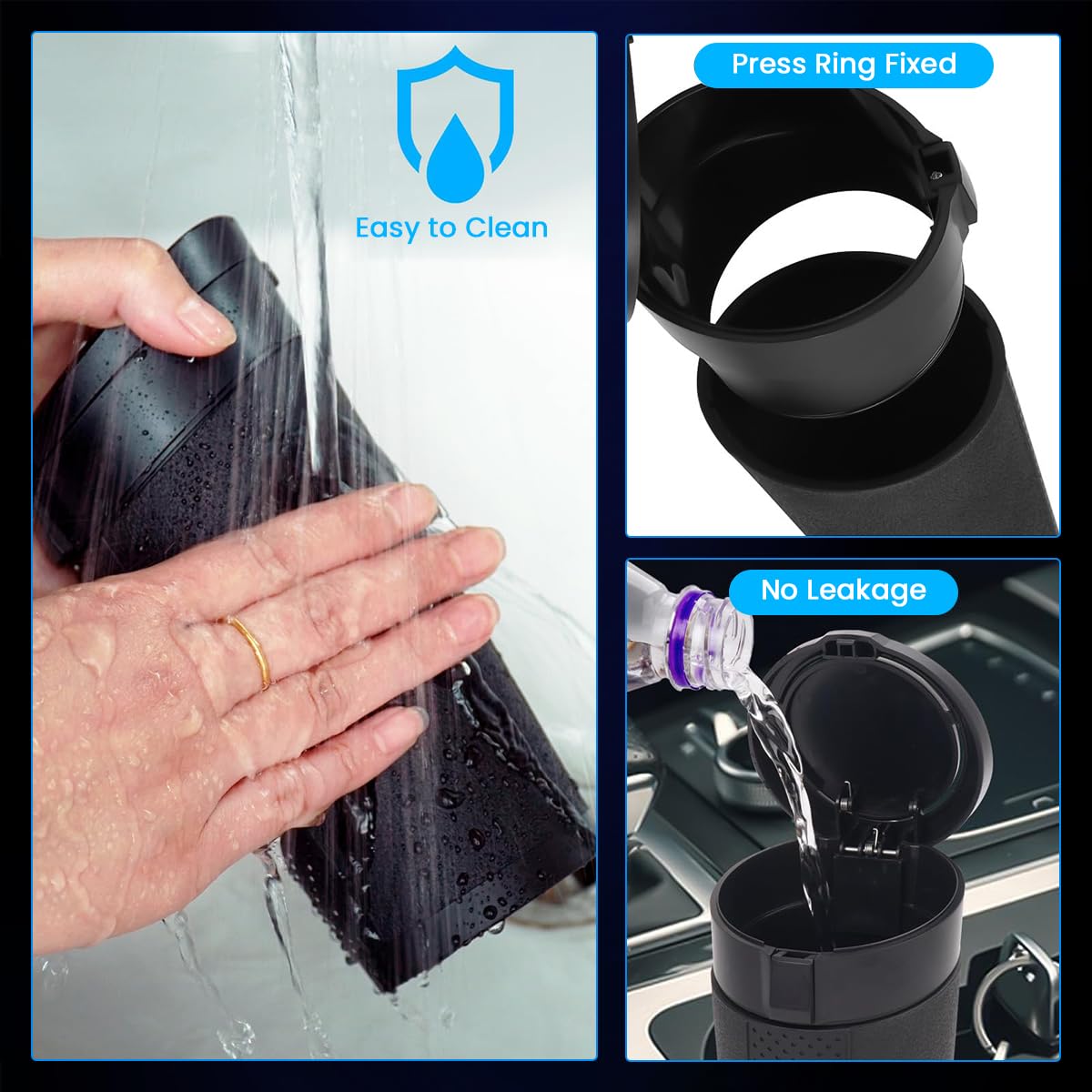 STHIRA Car Trash Can for Cup Holder with 8.8x8.4x18.5cm Size and 2-in-1 Flip Top Lid | Waterproof ABS Bin