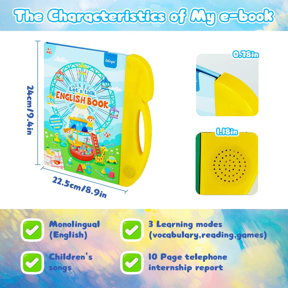 PATPAT Intelligent Book for Kids with Pen featuring 8 Themes and 16 Pages | Educational Sound Toy