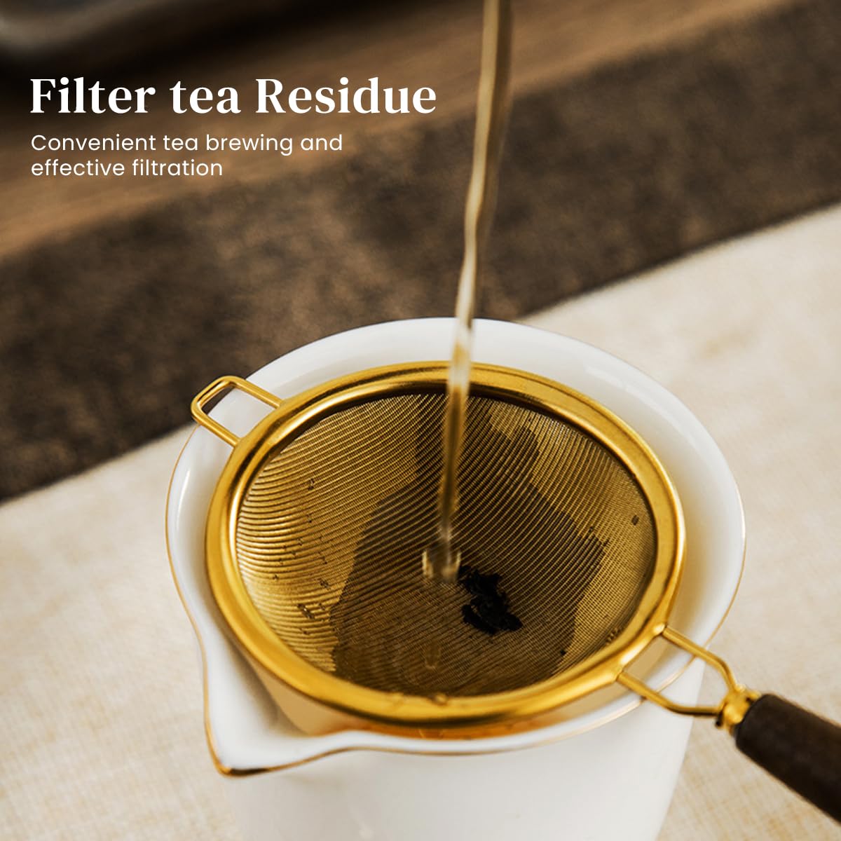 Supvox Mesh Strainer for Loose Tea and Kitchen Use featuring Wooden Handle and 6.57 in Fine Stainless Steel Mesh