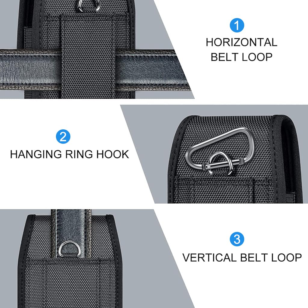 GUSTAVE Mobile Pouch for Men with Belt Clip and Carabiner featuring Hook and Loop Closure | Fits 4.0–7.0 in Phones and Rugged Nylon Design