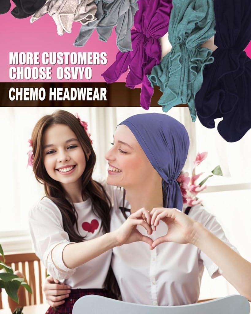 PALAY® Stretchy Head Scarf for Women Pre-tied Wrap Turban Cap Headwear Beanie Chemo Grey 2 PCS
