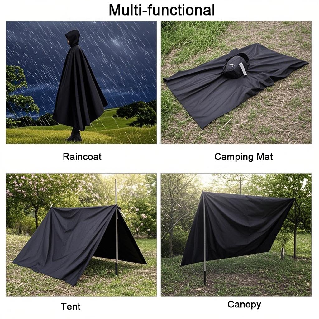 GUSTAVE Adult Rain Coat for Camping and Riding with Sun Shade Canopy Hood | 3PCS Set
