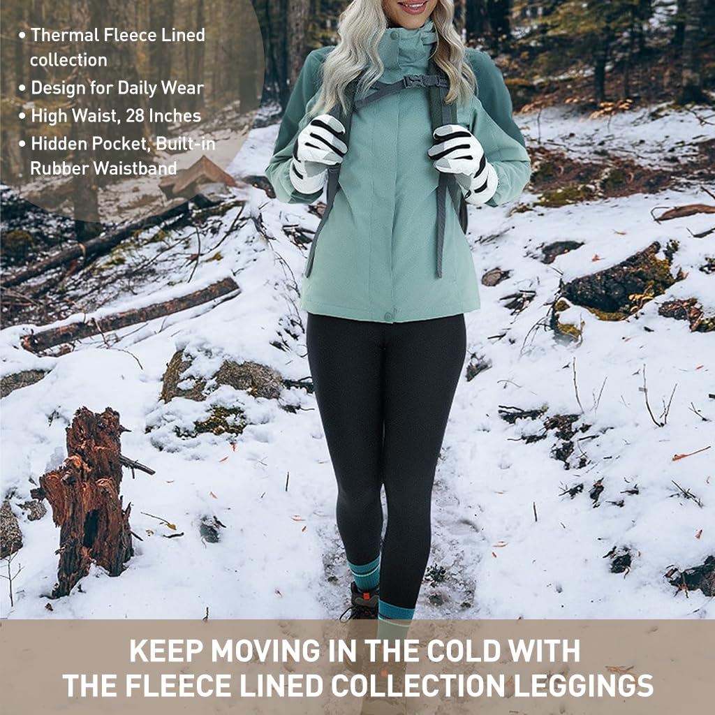 PALAY Women’s Fleece Lined Leggings for Winter Yoga and Hiking featuring Tummy Control