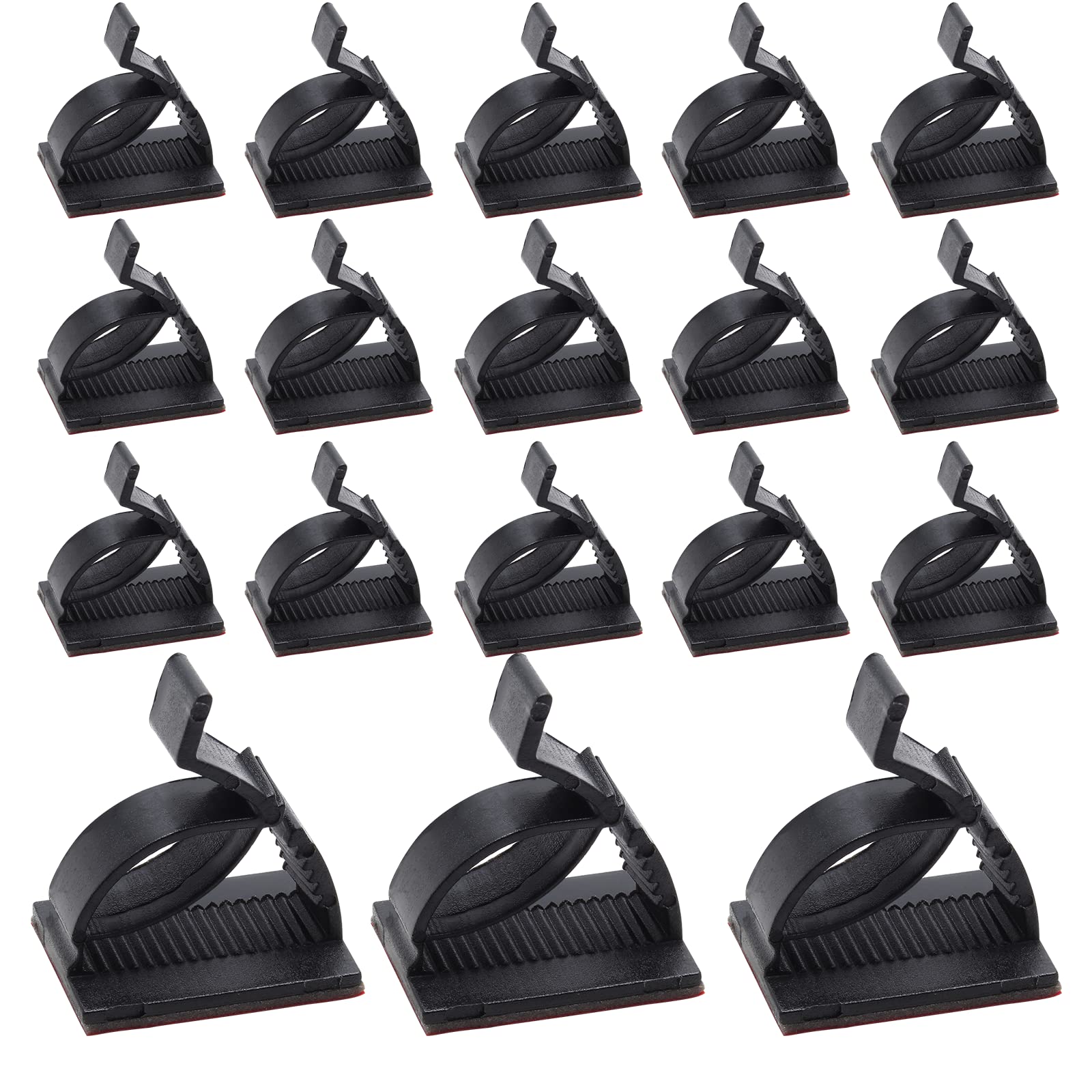 ZIBUYU® 50-Pack Adhesive Cable Clips Black, Adjustable Wire Management Holder, Cord Organizer for Desk, Car, Home, Office, Self-Adhesive PA66 Material, Up to 0.35