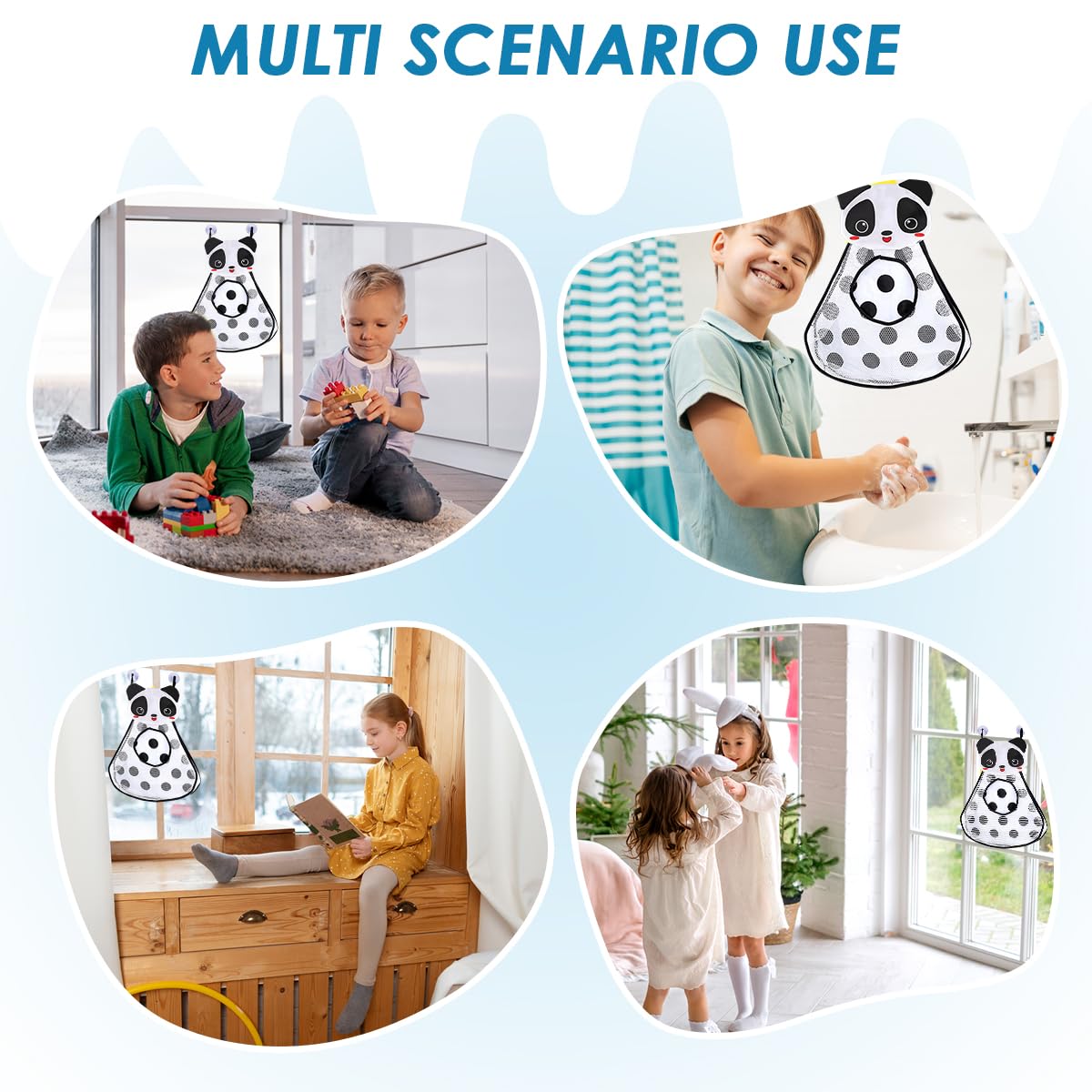 SNOWIE SOFT Baby Bath Storage Bag for Bathtub Toys with 2 Suction Cups | Mesh Organizer for Kids