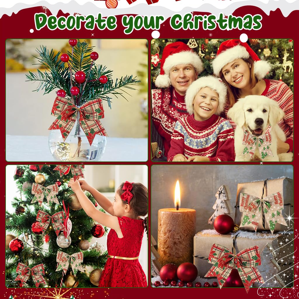 HASTHIP® 6.6ft Christmas Ribbon 2.48 inches Width Hemp Christmas Decorative Ribbon Gift Paking Ribbon Christmas Tree Ornament Rustic Christmas Decorative Ribbon, 2 Rolls