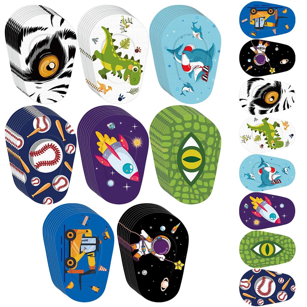 HANNEA Eye Patches for Kids 40pcs for Lazy Eye Recovery with Self Adhesive Cotton | Cartoon Designs for Comfortable Eyesight Correction