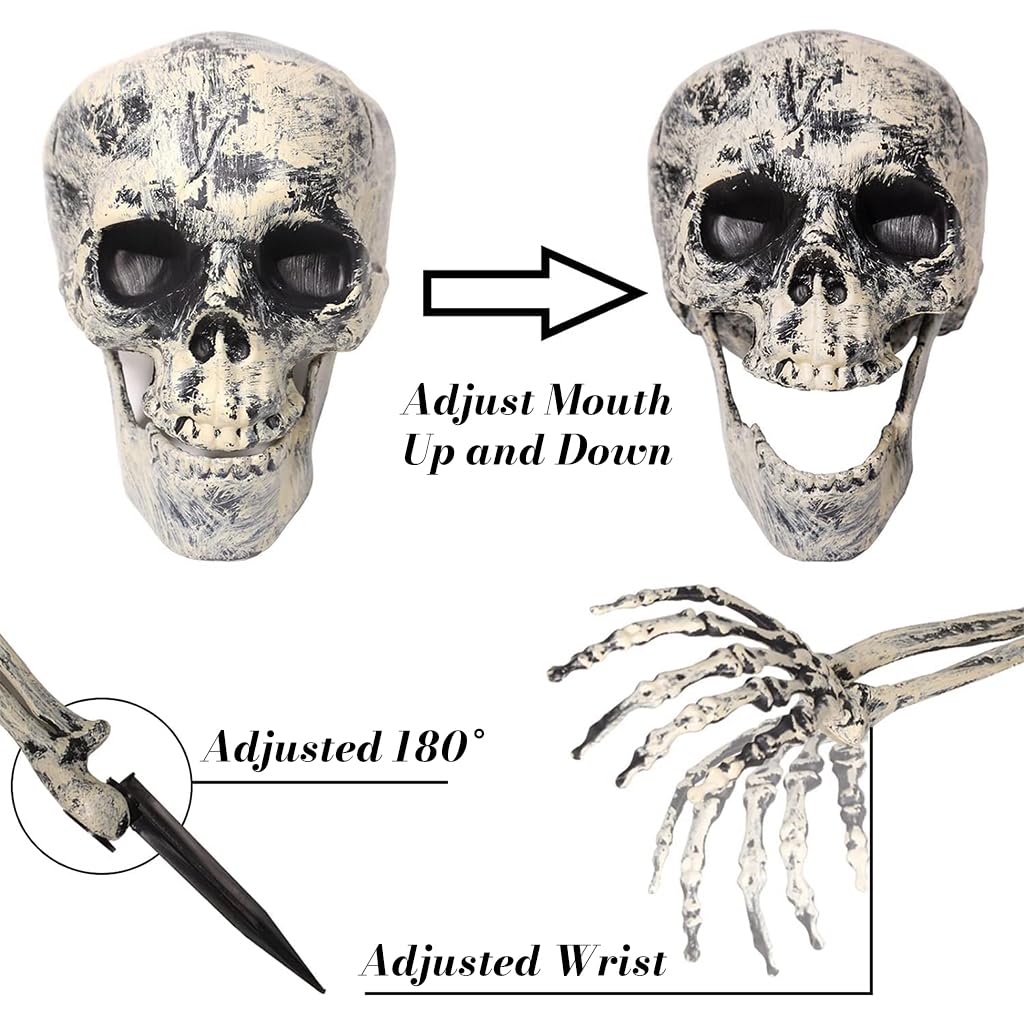 HASTHIP Halloween Half Buried Skeleton Ornament for Lawn and Garden Décor | Includes 2 Arms and Head