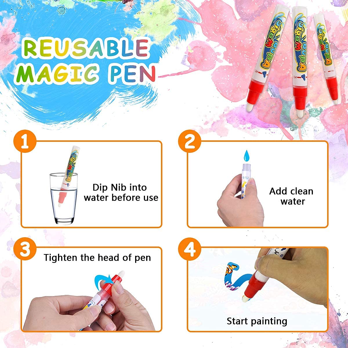 HASTHIP Water Doodle Mat for Kids with 100 x 70cm Large Reusable Design | Mess Free Learning Toy