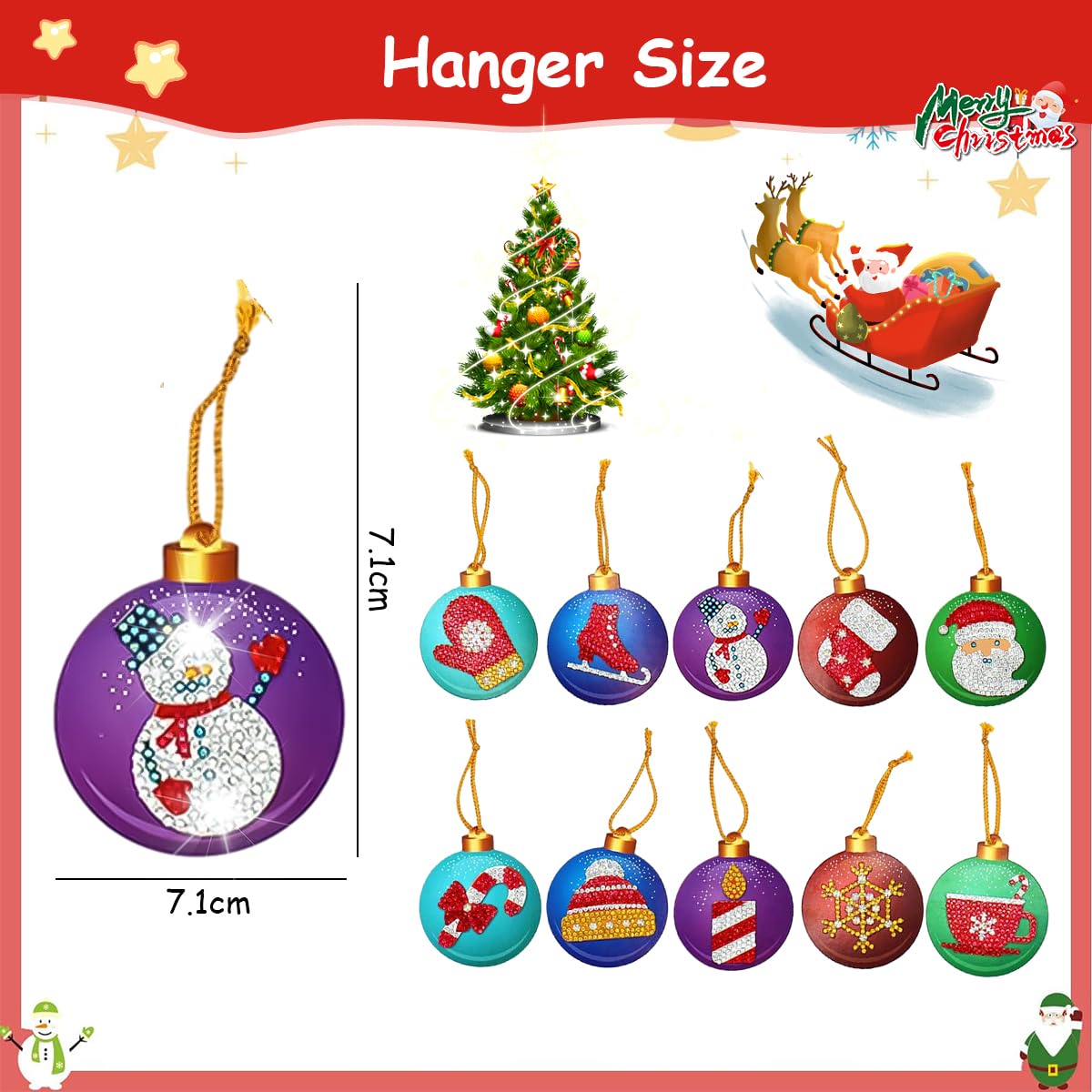 HASTHIP® 10Pcs DIY Diamond Painting Christmas Tree Ornament Sparkling Hanging Christmas Tree Pendant Christmas Gift Box Charms Decoration DIY Diamond Painting Kit with Tools DIY Home Decor Kit