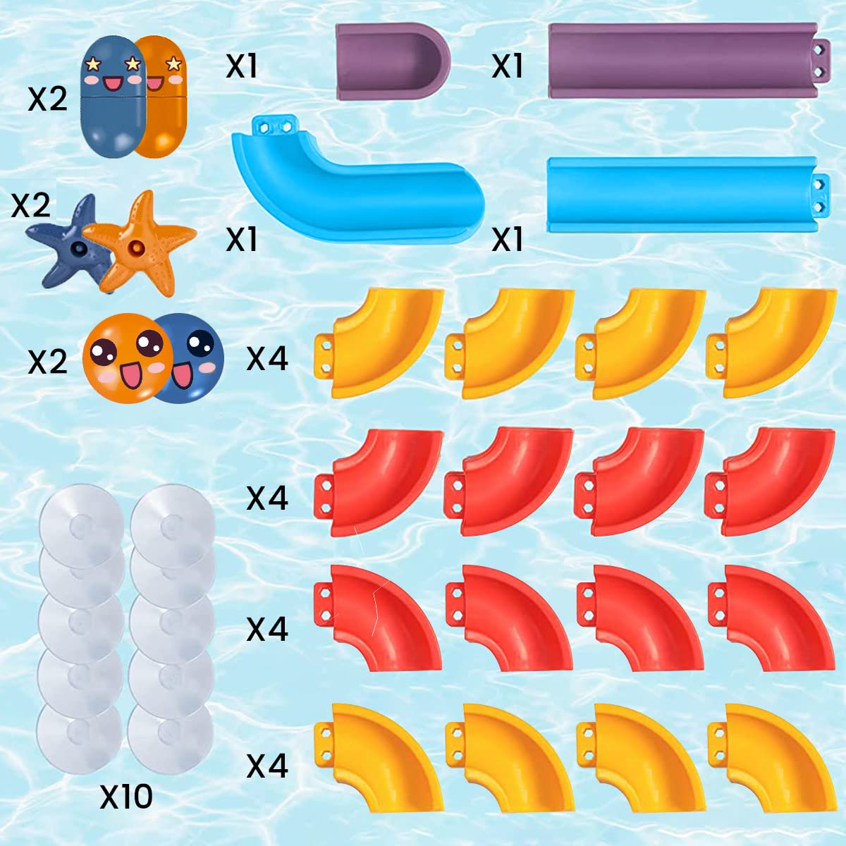 PATPAT Slide Bath Toys for Baby with 36pcs DIY Rail and Suction Cups | Fun Water Play