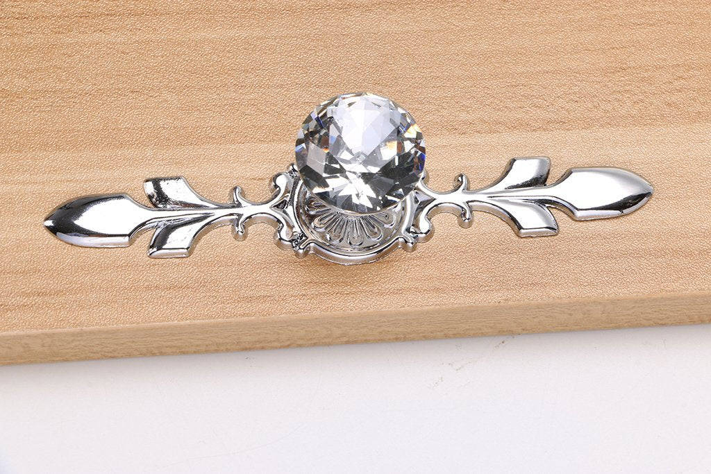 HASTHIP Drawer Knobs for Cabinets and Dressers featuring 4 pcs set with screw-fixed plates | Zinc Alloy and Crystal Glass Design