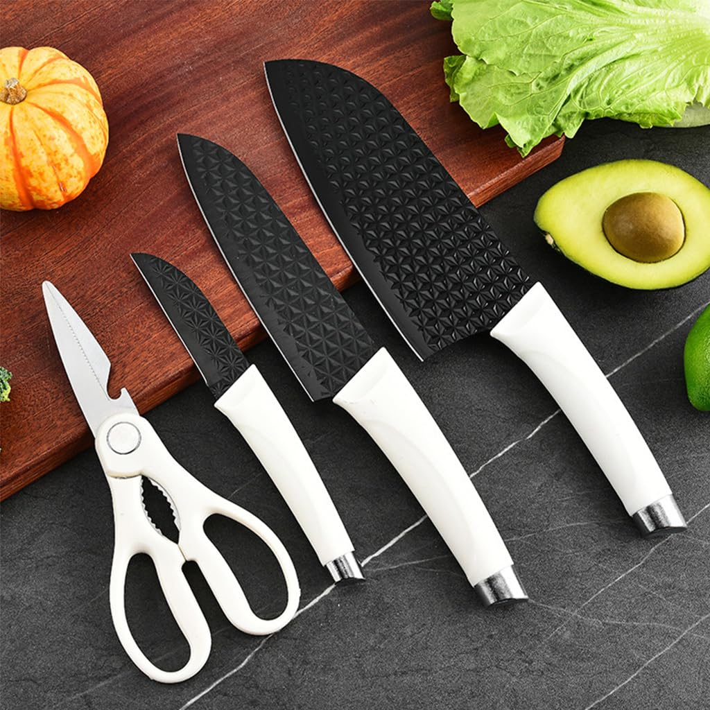 Supvox Knife Set for Kitchen with 30cm Chef Knife and Ergonomic Full Tang Handle | Stainless Steel Blades and Stylish Khaki Stand