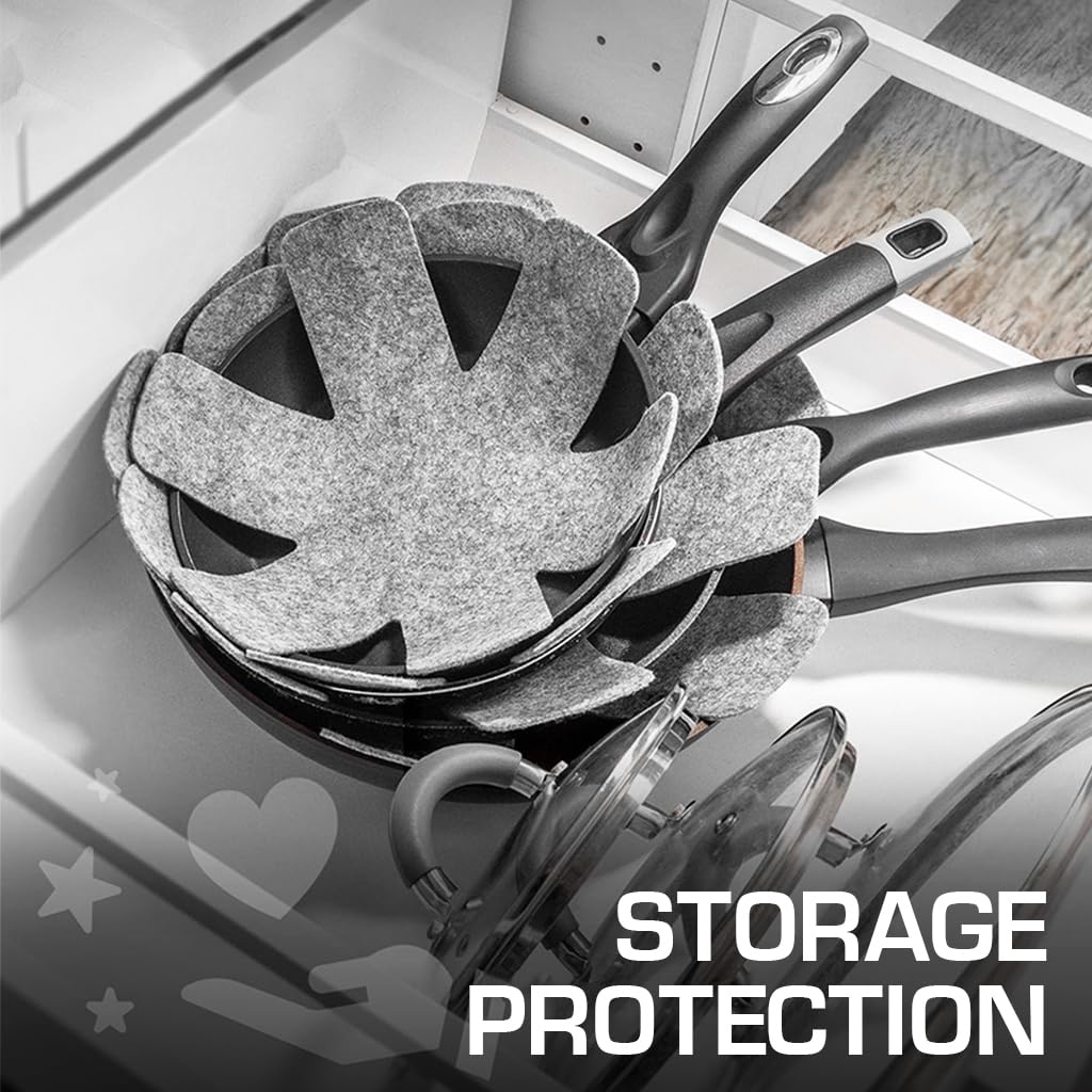 HASTHIP Pot Protectors for Cookware Stacking with 12 Pcs 3 Sizes Felt Pads | Non Woven Fabric