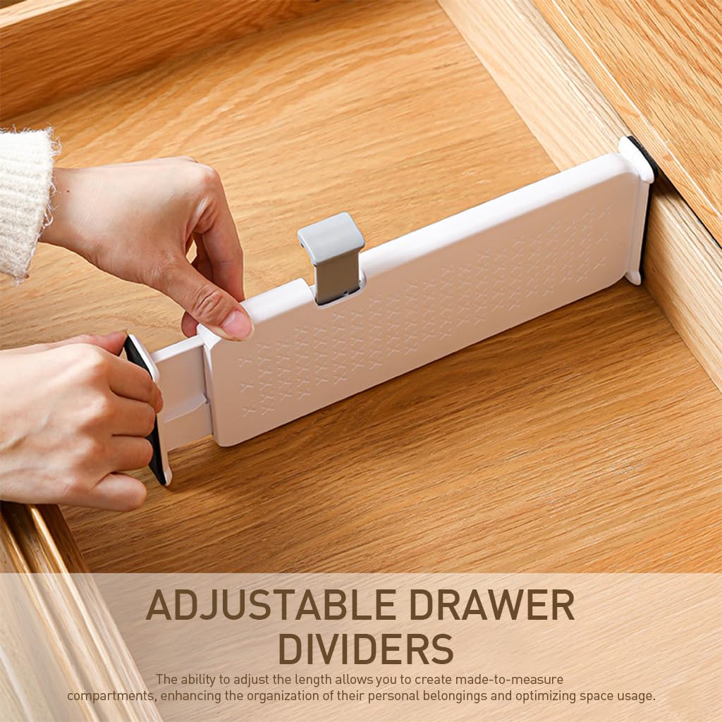 HASTHIP Expandable Drawer Dividers for Kitchen and Wardrobe Organization with Anti-Slip Pads | Adjustable 11.1–17.3 in ABS Set