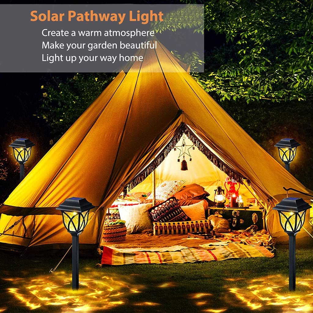 ELEPHANTBOAT Solar Path Lights for Garden and Patio with IP44 Waterproof Design | 6 Pcs Warm White LED Outdoor Lighting