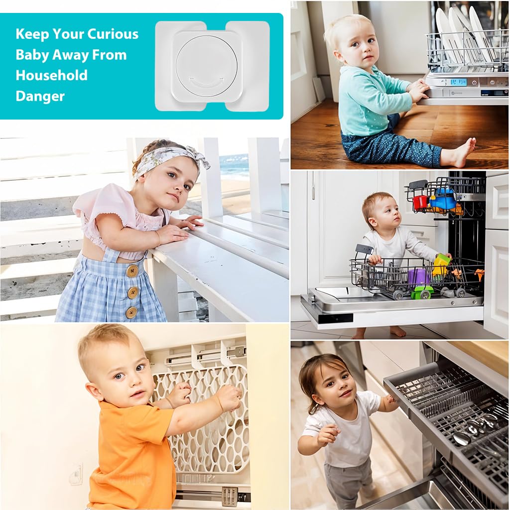 ZIBUYU Baby Safety Locks for Cabinets and Drawers with Rotatable Knob | 4PCS White Set