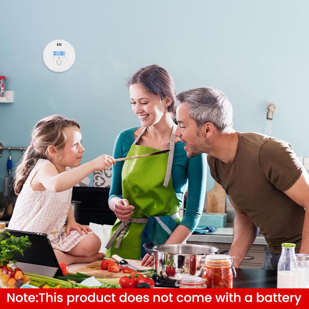 Serplex Carbon Monoxide Detector for Home and Kitchen with Digital LCD Display 3PCS | 90dB Alarm