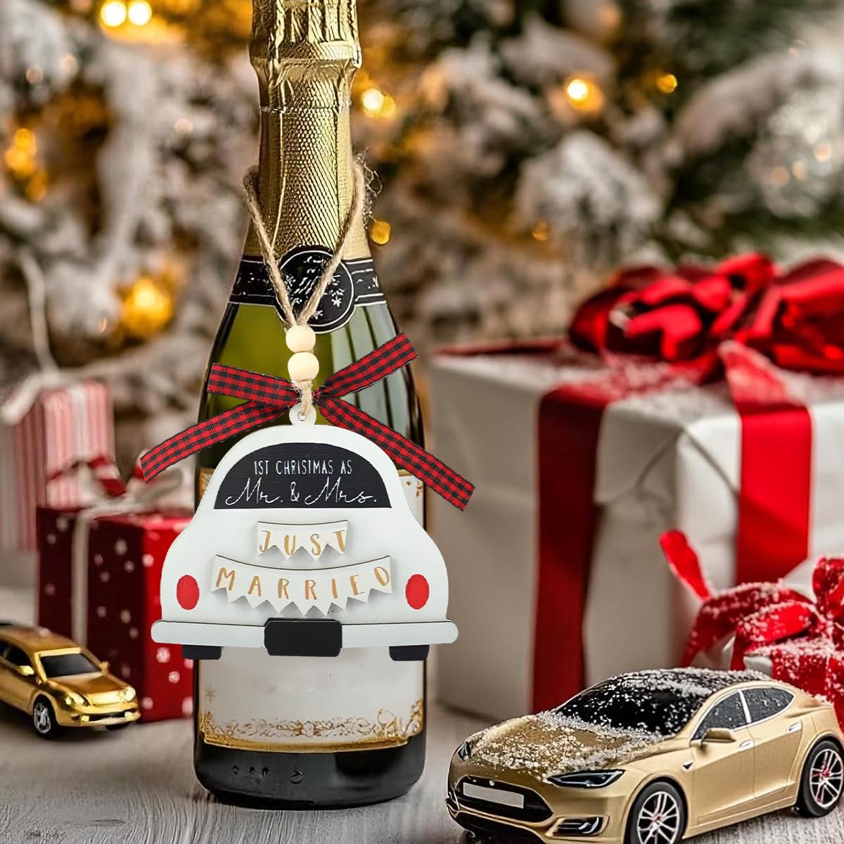 HASTHIP Wedding Gifts for Couples featuring Wooden Hanging Ornament with Just Married Design | Bridal Shower and Anniversary Decoration