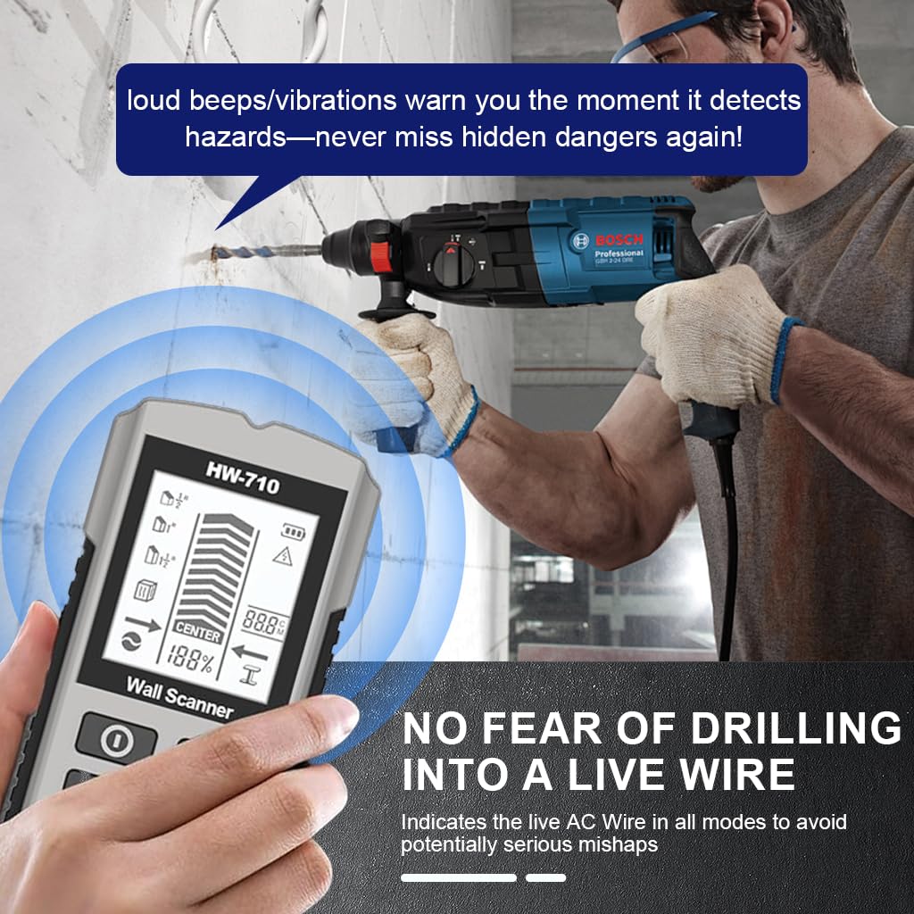 Serplex Stud Finder Wall Scanner for DIY and Professional Use with 6 Modes & LCD Display | Detects Studs, Metal up to 38mm and Live AC Wires up to 51mm