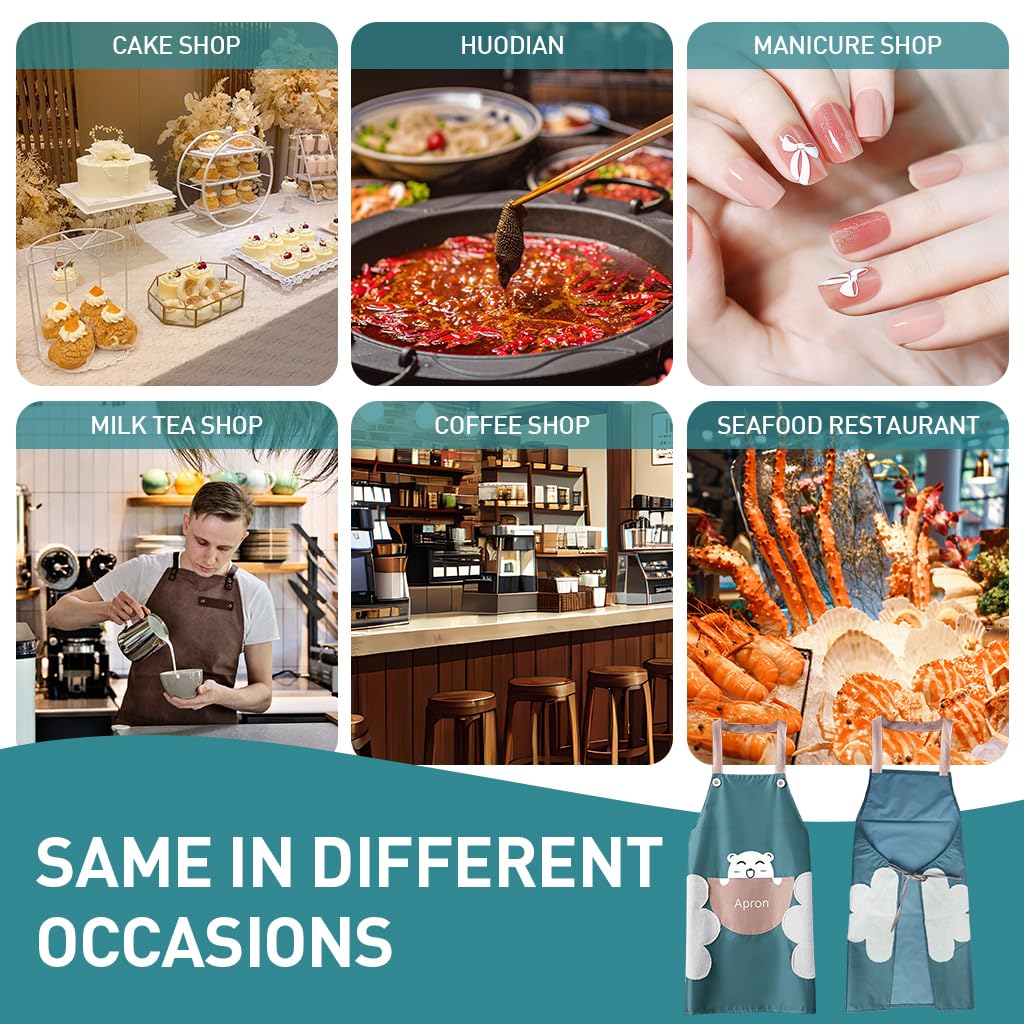 Zibuyu Kitchen Apron for Cooking with Coral Plush Hand Wiping Patches 27.56 in | Waterproof PVC for Women and Men