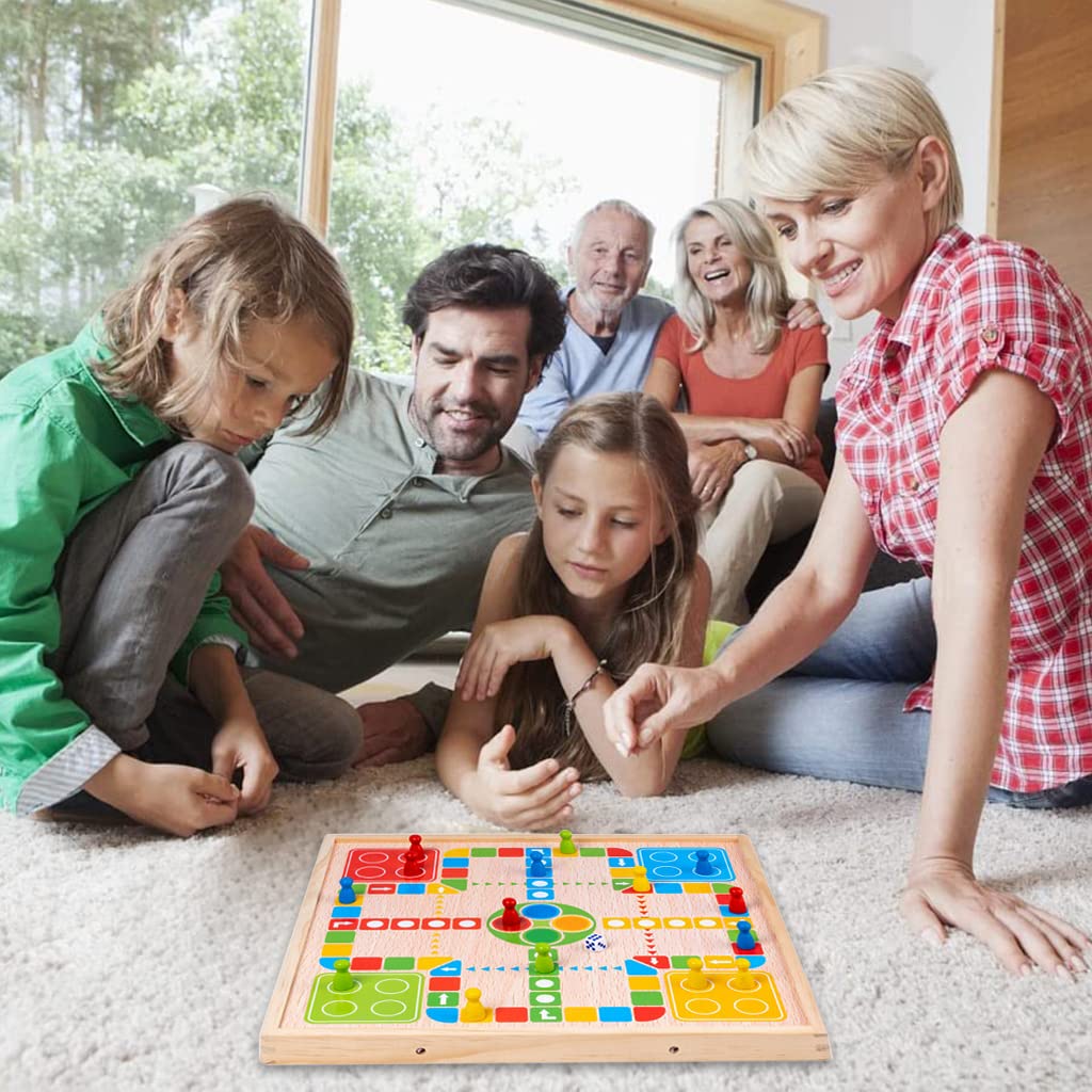 PATPAT Fastest Finger First Board Game for Family with 4 Players and Wooden Double Sided Design