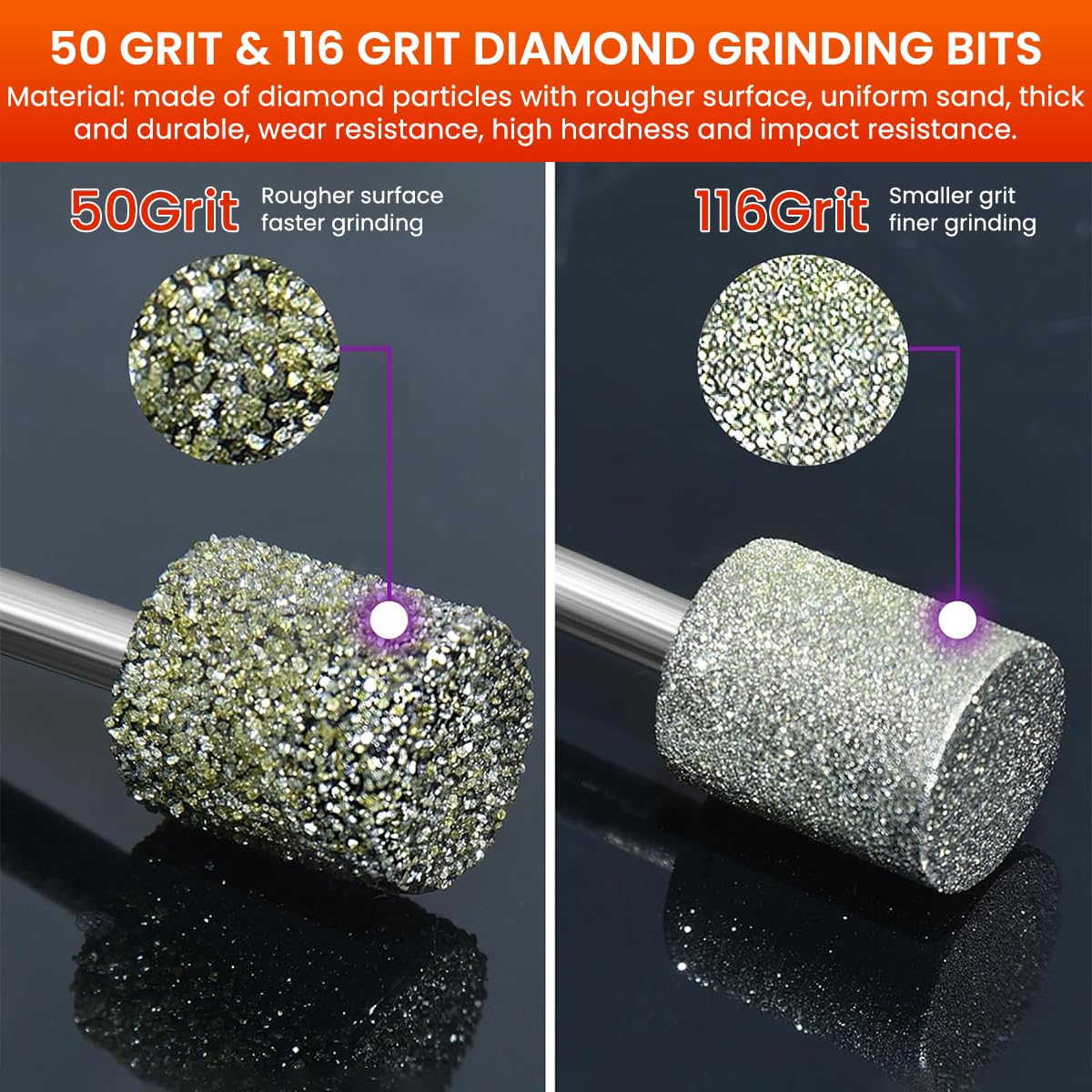 Serplex Diamond Drill Bit Set for Stone Carving with 20PCS and 1/8 inch Shank | 6 Designs