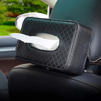 STHIRA® Car Tissue Holder, PU Leather Tissue Paper Holder for Car Backseat Tissue Paper Organizer Box Universal Car Tissue Paper Box with Quick Release Buckle Car Accessories Interior