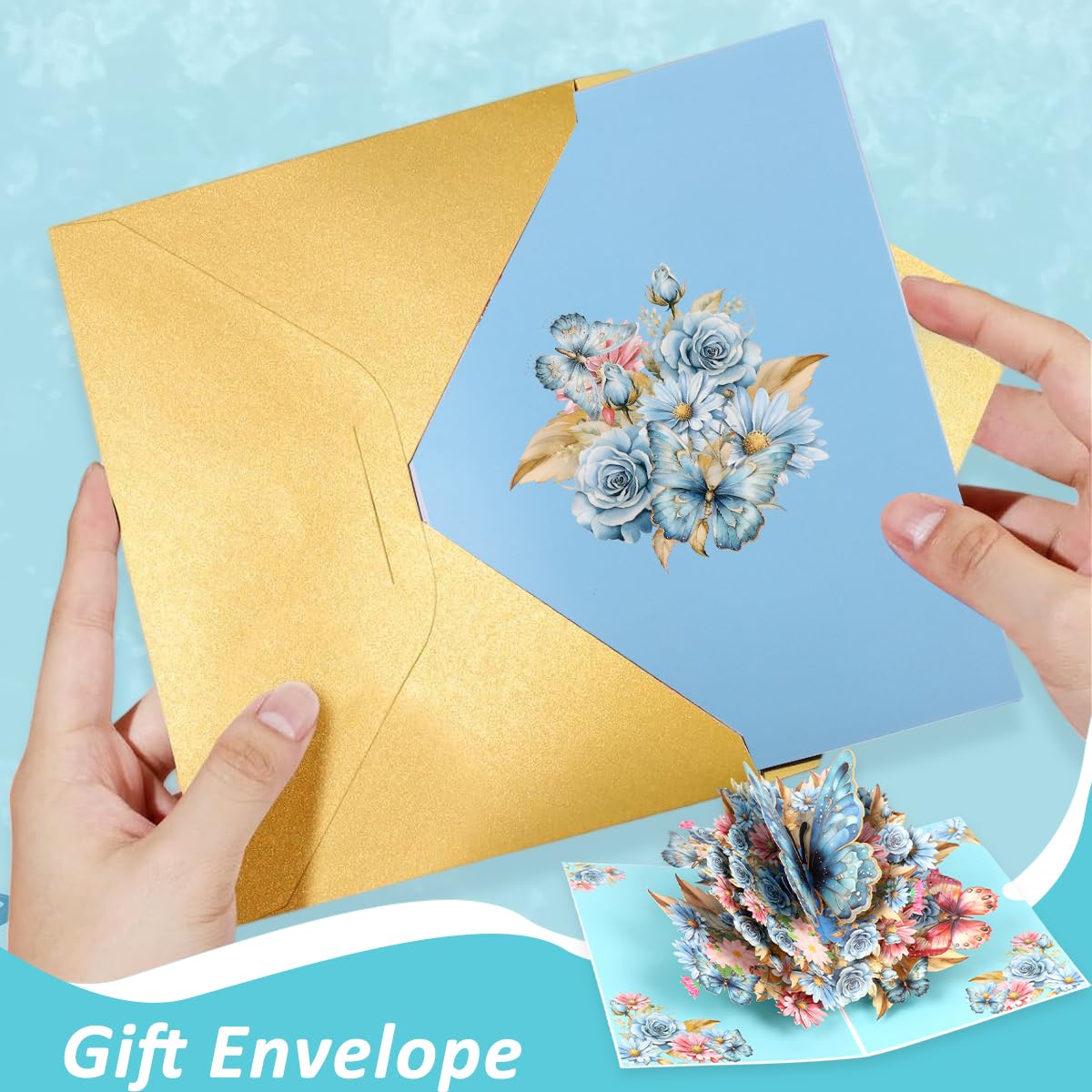 OFIFO 3D Pop-Up Butterfly Greeting Card for Birthday and Anniversary featuring Handmade Floral Design | 5x7 Inch