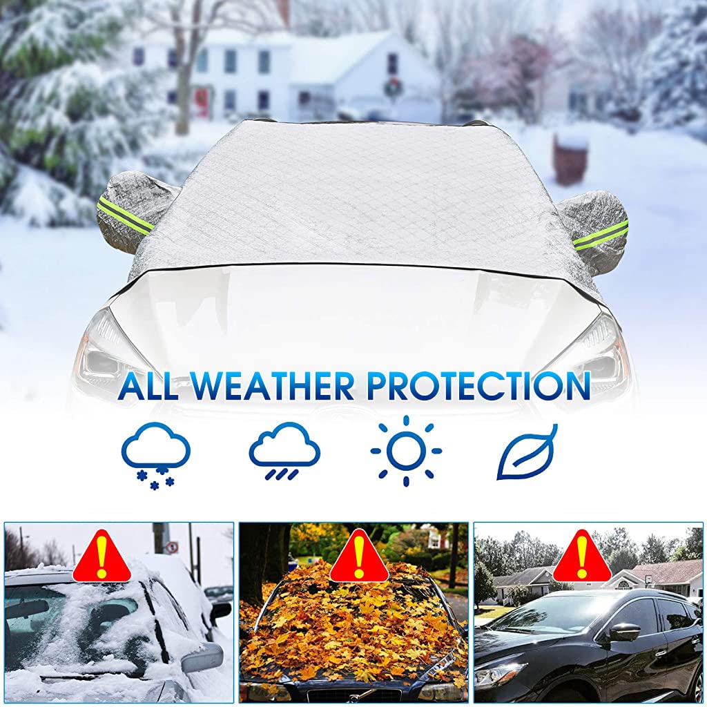 STHIRA Car Windshield Sun Shade Magnet Installation Car Windshield Sun Shade with Reflective Rearview Mirror Cover, Universal Windproof Car Windshield Sun Shade 240*148cm