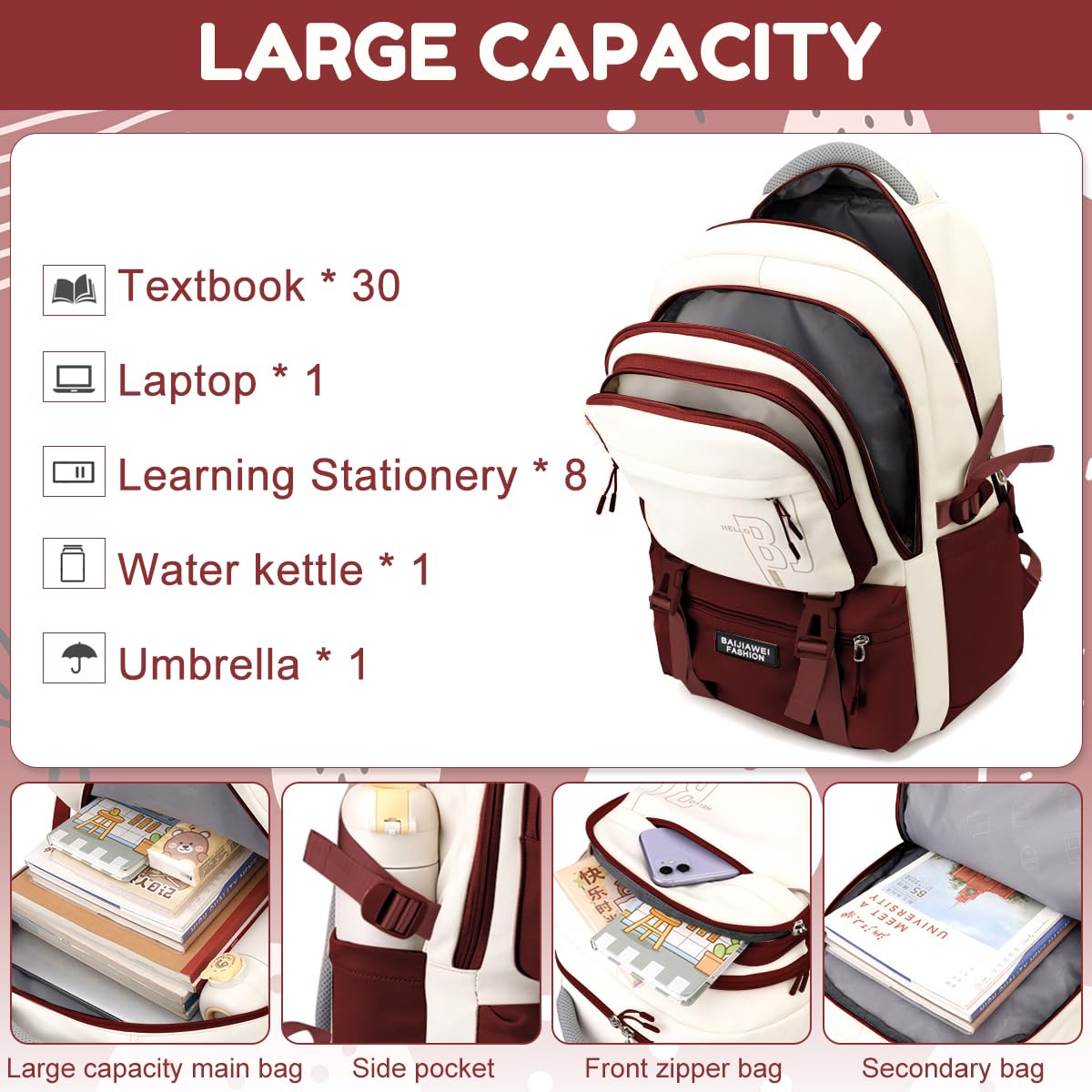 PALAY Girls Backpack for School and Travel with Multi Compartments and Nylon Material | 3 PCS Set