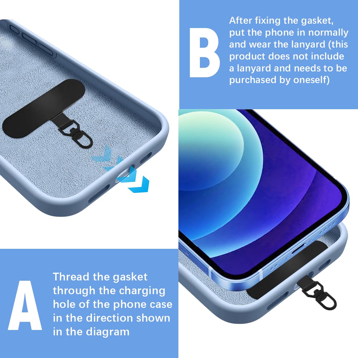 ZORBES Phone Tether Tab for Universal Smartphones featuring 360° Rotatable Metal Ring | 2Pcs Set