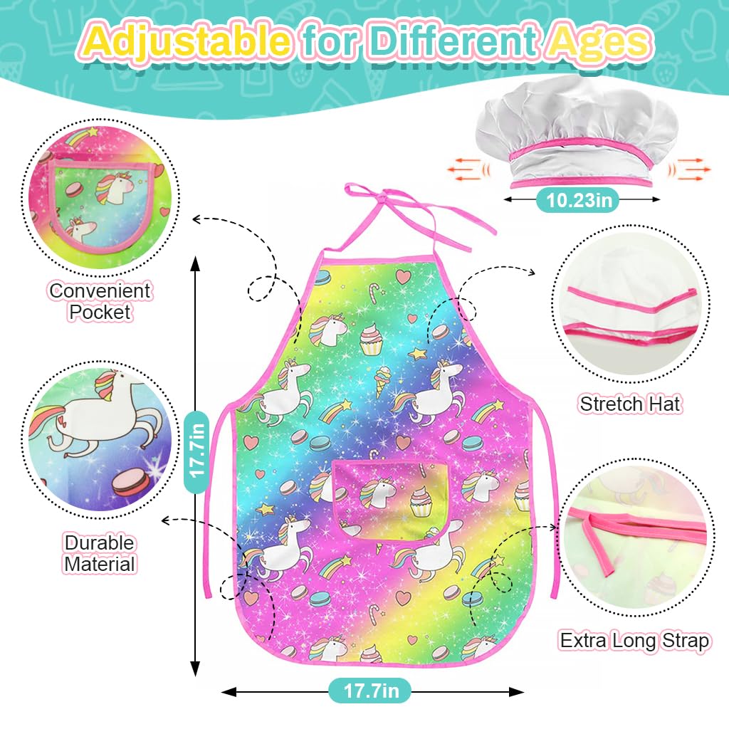 HASTHIP Kids Baking Set for Creative Cooking with 15Pcs Tools and Unicorn Apron | Gift for Girls and Boys