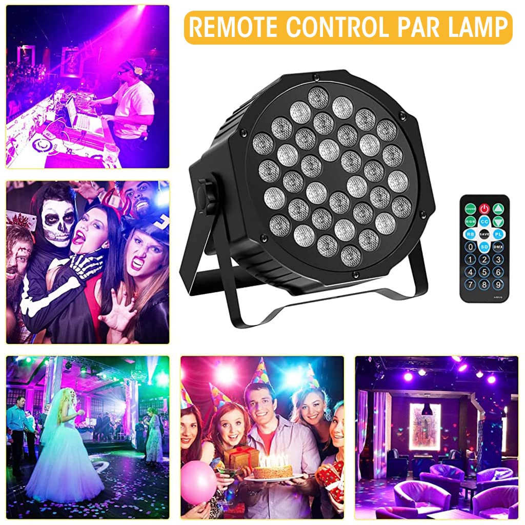 ELEPHANTBOAT® 36W DJ Light Party Disco Light for Home Party with 36 LEDs Par Light DMX in&Out Control RGB Led Disco Ball Full Color & Sound Active Dancing Light for Room Magic Lights for Diwali KTV