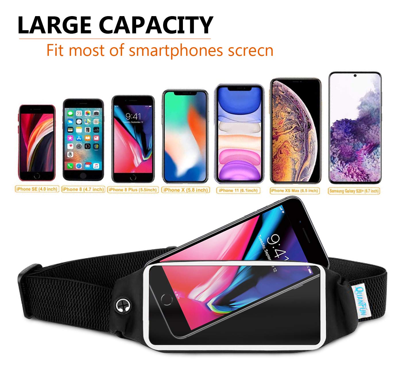 GUSTAVE Belt Bag for Running featuring TPU Touch Screen Window and Lycra Fabric | Fits Phone up to 7 in